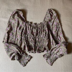 Floral square neck top